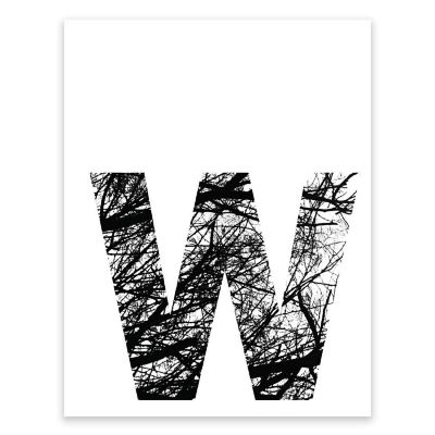 BW Tree Branches Letter W 8.5x11 Image 1