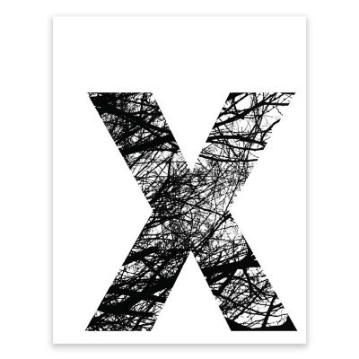 BW Tree Branches Letter X 8.5x11 Image 1