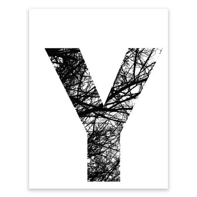 BW Tree Branches Letter Y 8.5x11 Image 1
