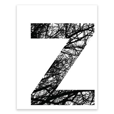 BW Tree Branches Letter Z 8.5x11 Image 1