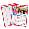 C-Line Reusable Dry Erase Pocket - Study Aid, Neon Red, 9" x 12", Pack of 10 Image 1