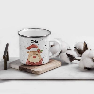 Campfire Mug Reindeer with Holly, Oma Image 1