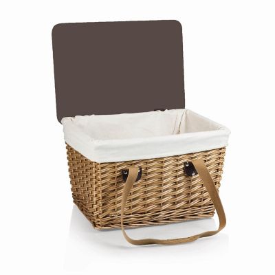 Canasta Wicker Basket - Beige Canvas with Red &amp; White Gingham Pattern Lid Image 1