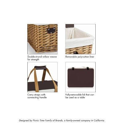Canasta Wicker Basket - Beige Canvas with Red &amp; White Gingham Pattern Lid Image 3