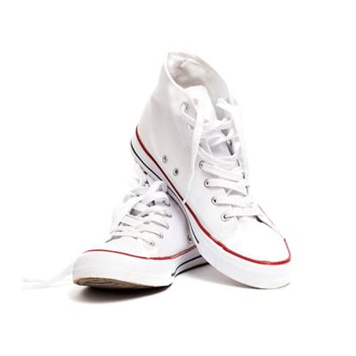 Canvas High Top Sneaker/Shoes - Adult/Unisex - White - Size 12 - Pair Image 1