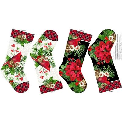 Cardinal Christmas Stocking Panel 23 x 44 Cotton Fabric by Northcott Image 1