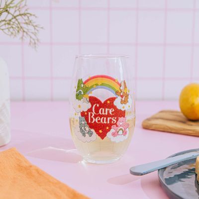 Care Bears Rainbow Heart Logo Stemless Wine Glass  Holds 20 Ounces Image 2