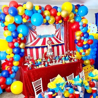 Carnival Circus Balloon Garland Arch Kit, 120pcs Red Blue Yellow Primary Color Balloons Rainbow Multicolor Confetti and Star Foil Balloons for Birthday Party Image 3