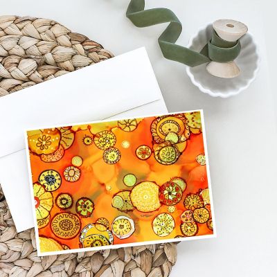 Caroline's Treasures Abstract Flowers in Oranges and Yellows Greeting Cards and Envelopes Pack of 8, 7 x 5, Flowers Image 1