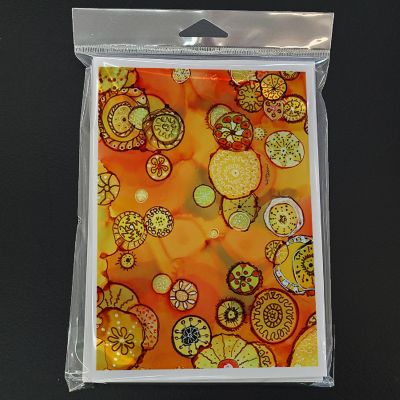 Caroline's Treasures Abstract Flowers in Oranges and Yellows Greeting Cards and Envelopes Pack of 8, 7 x 5, Flowers Image 2