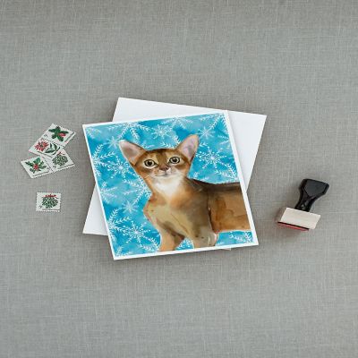Caroline's Treasures Abyssinian Winter Snowflakes Greeting Cards and Envelopes Pack of 8, 7 x 5, Cats Image 2