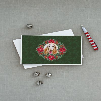Caroline's Treasures Afghan Hound Poinsetta Wreath Greeting Cards and Envelopes Pack of 8, 7 x 5, Dogs Image 2