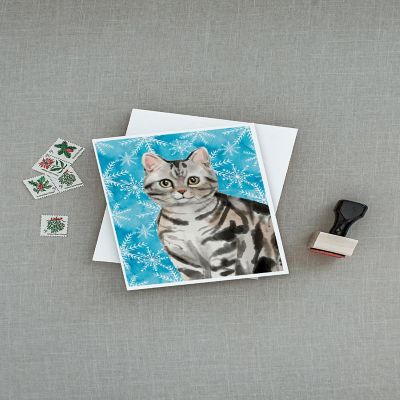 Caroline's Treasures American Shorthair Winter Snowflakes Greeting Cards and Envelopes Pack of 8, 7 x 5, Cats Image 2