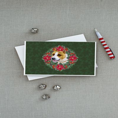 Caroline's Treasures American Staffordshire Poinsetta Wreath Greeting Cards and Envelopes Pack of 8, 7 x 5, Dogs Image 2