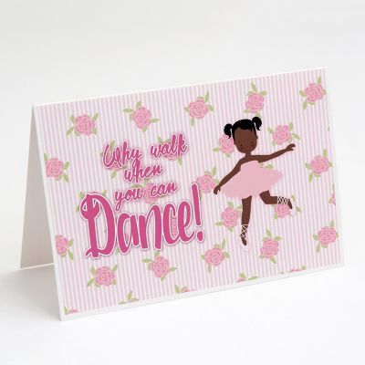 Caroline's Treasures Ballet African American Pigtails Greeting Cards and Envelopes Pack of 8, 7 x 5, Sports Image 1