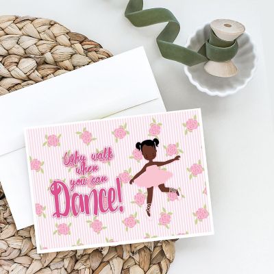 Caroline's Treasures Ballet African American Pigtails Greeting Cards and Envelopes Pack of 8, 7 x 5, Sports Image 1