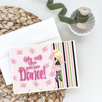 Caroline's Treasures Ballet Dance Stripes Blonde Greeting Cards and Envelopes Pack of 8, 7 x 5, Sports Image 1