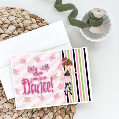 Caroline's Treasures Ballet Dance Stripes Brunette Greeting Cards and Envelopes Pack of 8, 7 x 5, Sports Image 1