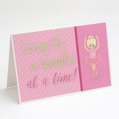 Caroline's Treasures Ballet in 8 Counts Blonde Greeting Cards and Envelopes Pack of 8, 7 x 5, Sports Image 1