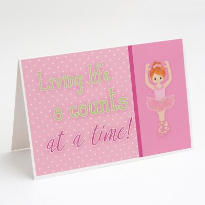 Caroline's Treasures Ballet in 8 Counts Red Hair Greeting Cards and Envelopes Pack of 8, 7 x 5, Sports Image 1