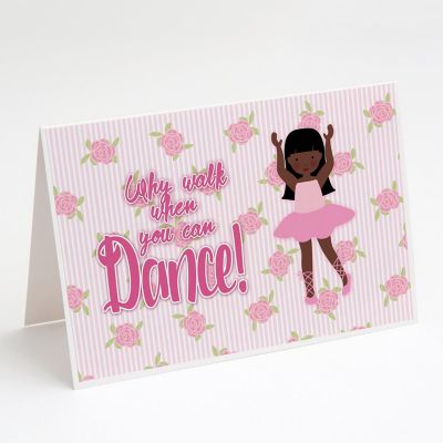 Caroline's Treasures Ballet Long Hair African American Greeting Cards and Envelopes Pack of 8, 7 x 5, Sports Image 1