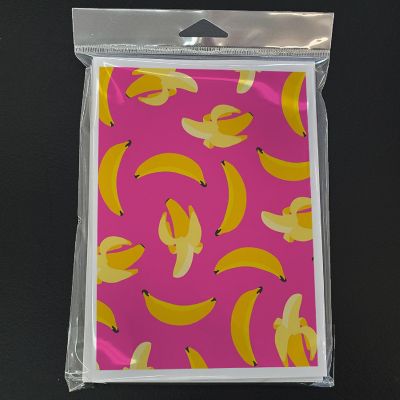 Caroline's Treasures Bananas on Pink Greeting Cards and Envelopes Pack of 8, 7 x 5, Food Image 2