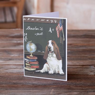 Caroline's Treasures Basset Hound Teacher's Pet Greeting Cards and Envelopes Pack of 8, 7 x 5, Dogs Image 1