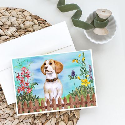 Caroline's Treasures Beagle Spring Greeting Cards and Envelopes Pack of 8, 7 x 5, Dogs Image 1