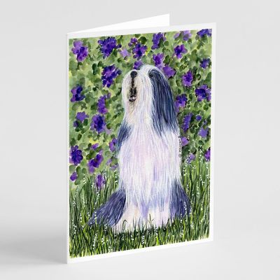 Caroline's Treasures Bearded Collie Greeting Cards and Envelopes Pack of 8, 7 x 5, Dogs Image 1