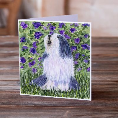 Caroline's Treasures Bearded Collie Greeting Cards and Envelopes Pack of 8, 7 x 5, Dogs Image 1