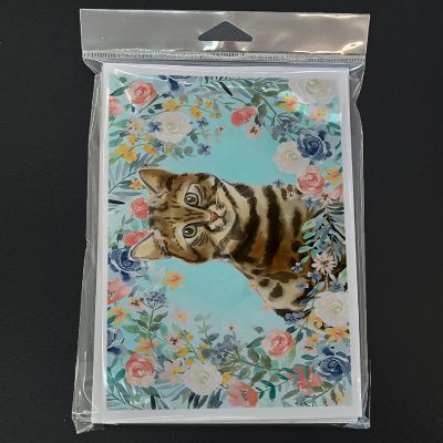 Caroline's Treasures Bengal Spring Flowers Greeting Cards and Envelopes Pack of 8, 7 x 5, Cats Image 2