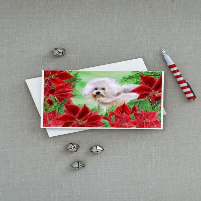 Caroline's Treasures Bichon Frise #2 Poinsettas Greeting Cards and Envelopes Pack of 8, 7 x 5, Dogs Image 2
