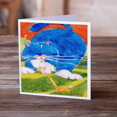 Caroline's Treasures Big Blue the Cat Golfer Greeting Cards and Envelopes Pack of 8, 7 x 5, Cats Image 1