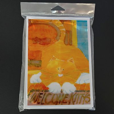 Caroline's Treasures Big Orange Cat Welcome Greeting Cards and Envelopes Pack of 8, 7 x 5, Cats Image 2