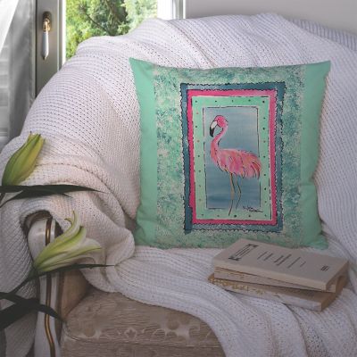 Caroline's Treasures Bird - Flamingo Fabric Decorative Pillow, 14 x 14, Birds Image 2