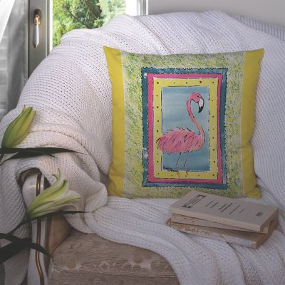 Caroline's Treasures Bird - Flamingo Fabric Decorative Pillow, 14 x 14, Birds Image 2