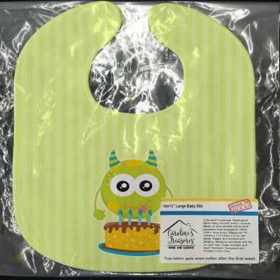 Caroline's Treasures Birthday, Monster Cake Baby Bib, 10 x 13, Image 1