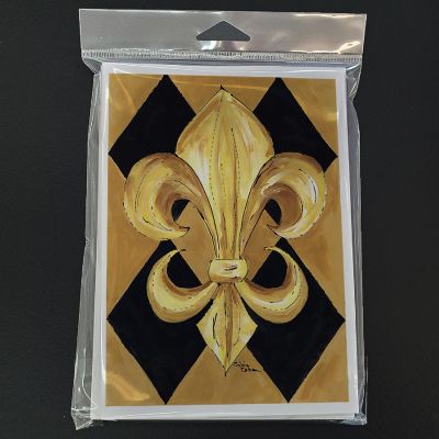 Caroline's Treasures Black and Gold Fleur de lis New Orleans Greeting Cards and Envelopes Pack of 8, 7 x 5, New Orleans Image 2