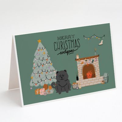 Caroline's Treasures Black Chow Chow Christmas Everyone Greeting Cards and Envelopes Pack of 8, 7 x 5, Dogs Image 1