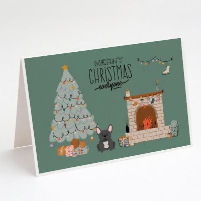 Caroline's Treasures Black French Bulldog Christmas Everyone Greeting Cards and Envelopes Pack of 8, 7 x 5, Dogs Image 1