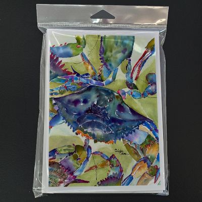 Caroline's Treasures Blue Crab All Over Greeting Cards and Envelopes Pack of 8, 7 x 5, Seafood Image 2