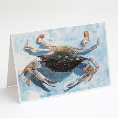 Caroline's Treasures Blue Crab Greeting Cards and Envelopes Pack of 8, 7 x 5, Seafood Image 1