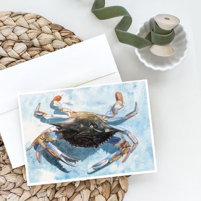 Caroline's Treasures Blue Crab Greeting Cards and Envelopes Pack of 8, 7 x 5, Seafood Image 1