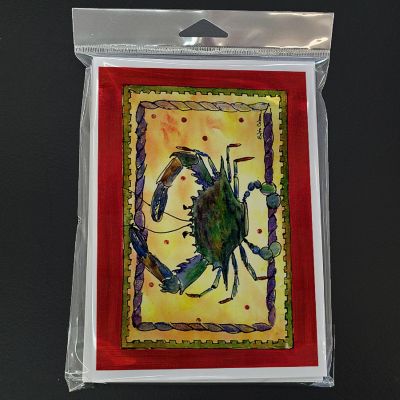 Caroline's Treasures Blue Crab rope border Greeting Cards and Envelopes Pack of 8, 7 x 5, Seafood Image 2
