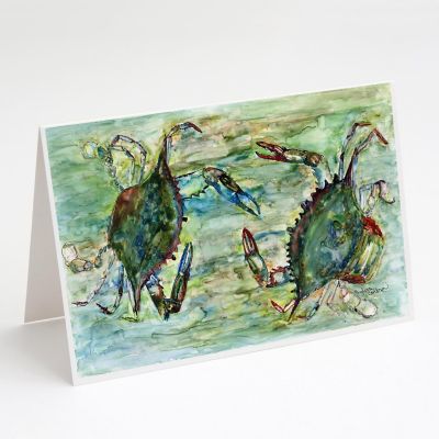 Caroline's Treasures Blue Crab Standoff Greeting Cards and Envelopes Pack of 8, 7 x 5, Seafood Image 1