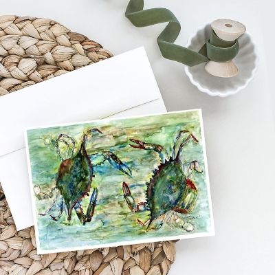 Caroline's Treasures Blue Crab Standoff Greeting Cards and Envelopes Pack of 8, 7 x 5, Seafood Image 1