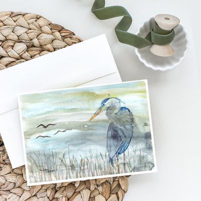 Caroline's Treasures Blue Heron Watercolor Greeting Cards and Envelopes Pack of 8, 7 x 5, Birds Image 1
