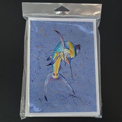Caroline's Treasures Blue Marlin Fish Greeting Cards and Envelopes Pack of 8, 7 x 5, Fish Image 2