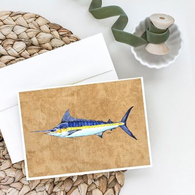 Caroline's Treasures Blue Marlin Greeting Cards and Envelopes Pack of 8, 7 x 5, Fish Image 1