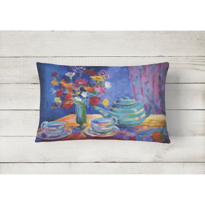 Caroline's Treasures Blue Tea by Wendy Hoile Canvas Fabric Decorative Pillow, 12 x 16, Drink Image 1